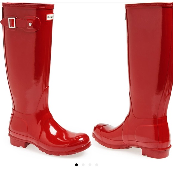 Hunter Shoes Hunter High Gloss Military Red Waterproof Rain Boots